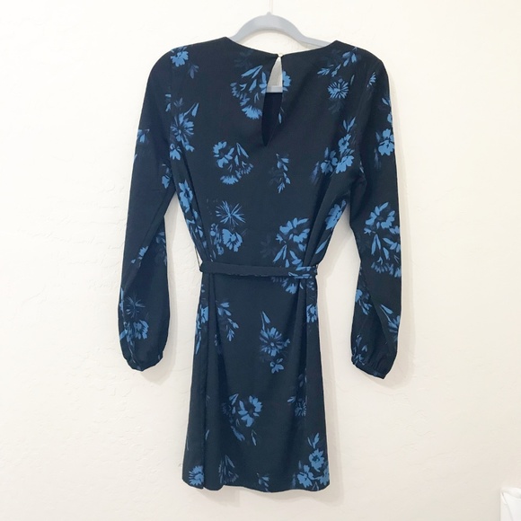 H&M Women Black dress with blue floral prints - Picture 2 of 4